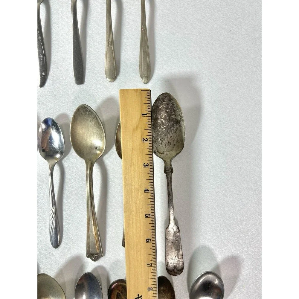 Lot Of 40 Antique Spoons Silverware Craft Lot Some Wear Rust